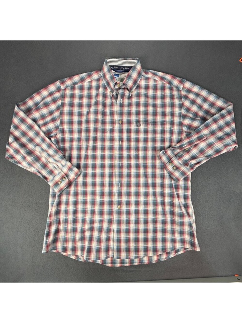 Wrangler George Straight Western Plaid Button-Down Long Sleeve Shirt Mens Large